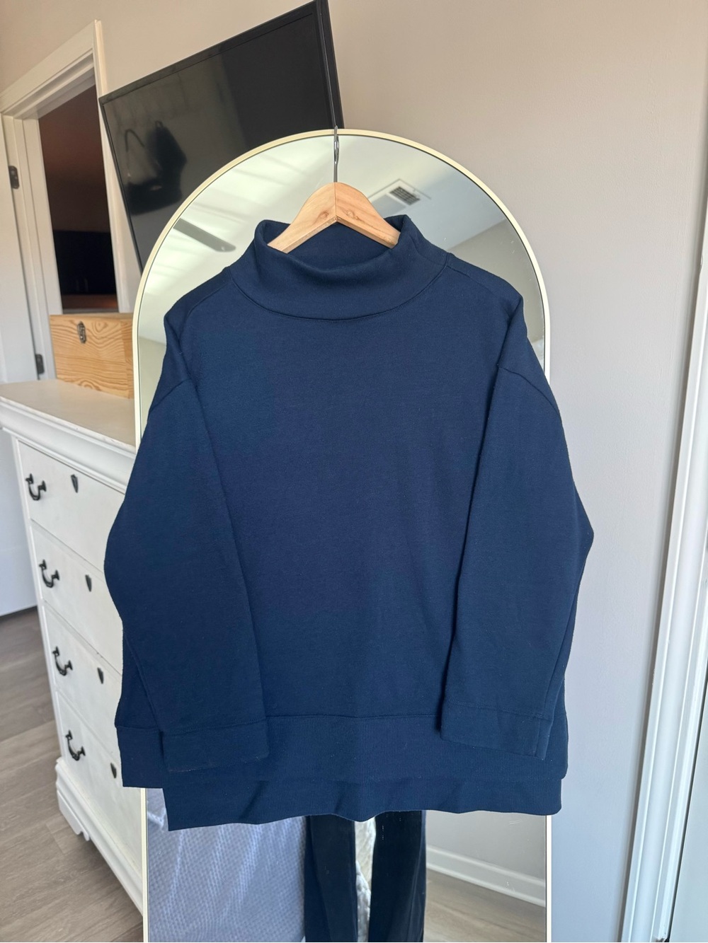 Maeve by Anthropologie Mock-Neck Sweater Pullover in Navy